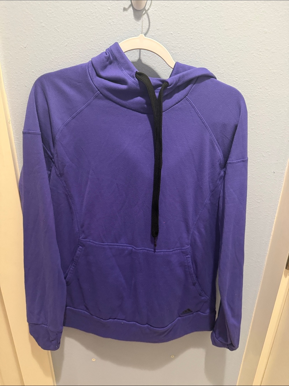 adidas Purple Women's Crewneck Hoodie with Black Drawcord